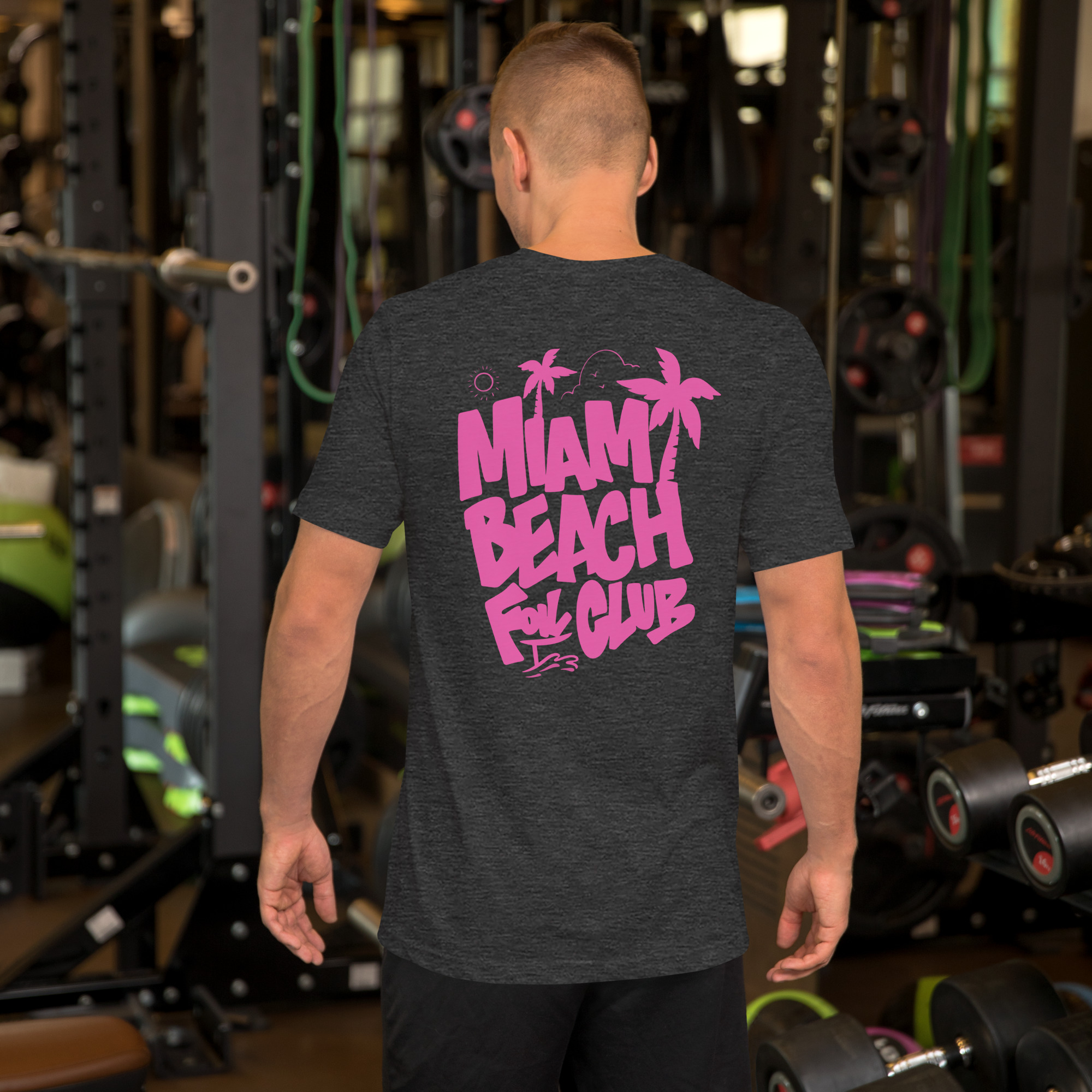 Miami Beach Foil Club Tee - Dark Grey Heather - Image 2